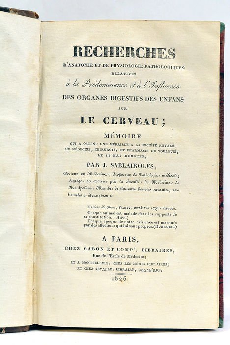 Recherches d’Anatomie et de Physiologie Pathologique relatives à la prédominance …