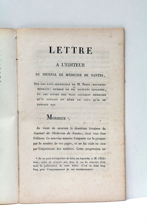Recherches et Réflexions sur les Imperforations de l'Anus. A Nantes, …