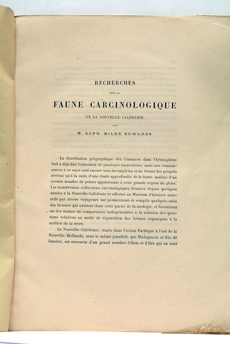 Recherches sur la faune carcinologique de la Nouvelle-Calédonie.