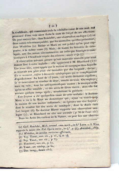 Réflexions sur la Catalepsie.