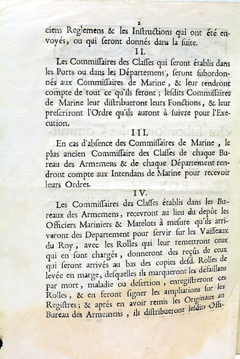 REGLEMENT DU ROY qui subordonne les Commissaires des Classes, à …