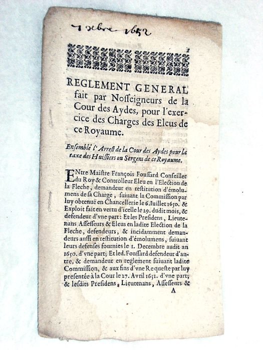 RÉGLEMENT général fait par nosseigneurs de la Cour des Aydes, …
