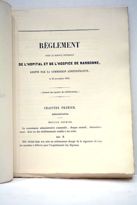 REGLEMENT pour le service intérieur de l'hospital et de l'hospice …