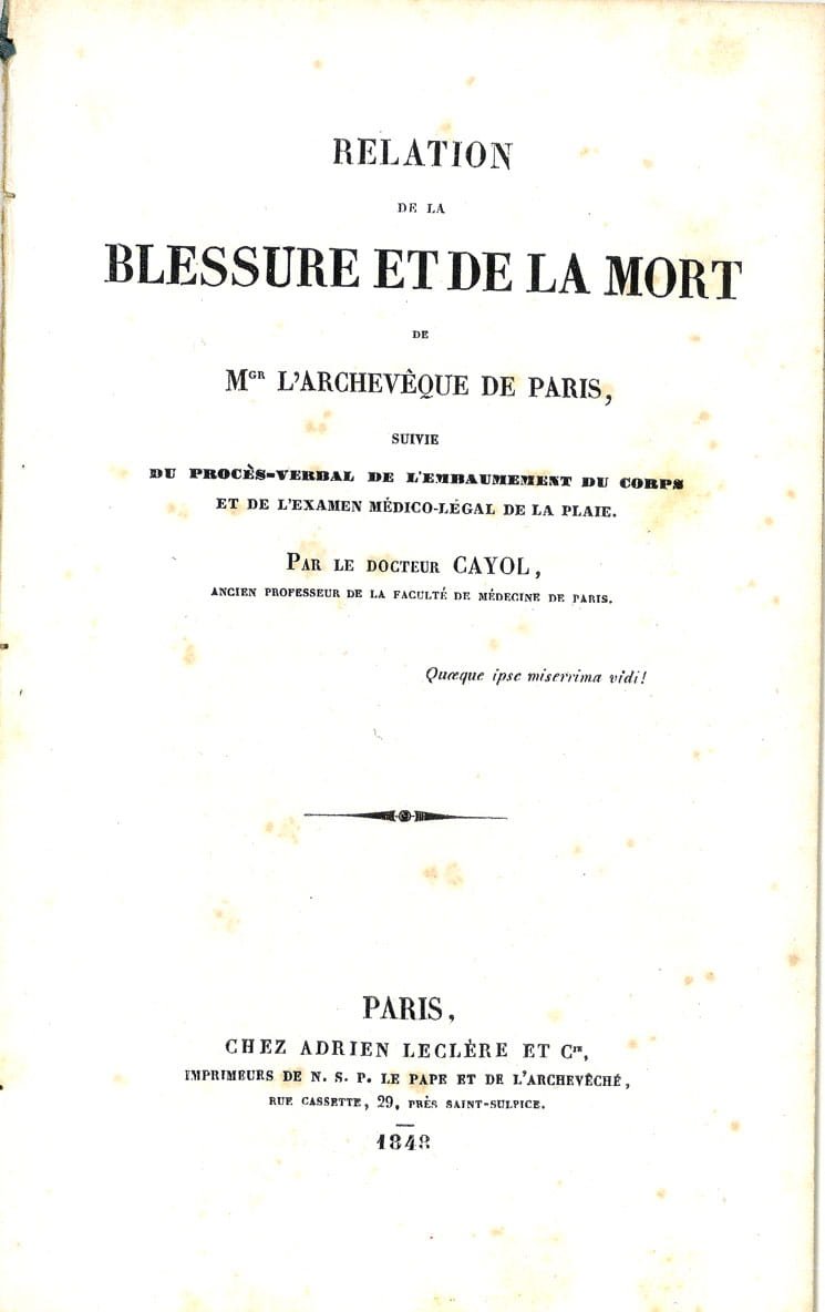 Relation de la blessure et de la mort de Mgr. …