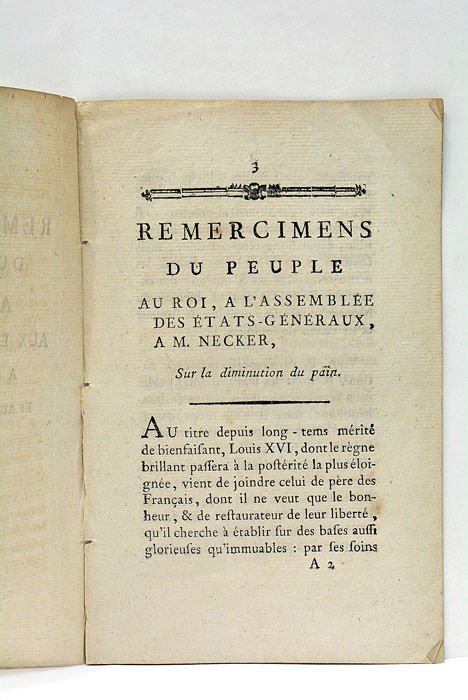 Remercimens du Peuple au Roi, aux États-Généraux, à M. Necker, …