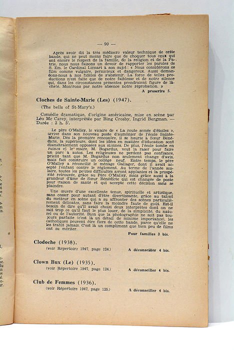 RÉPERTOIRE GÉNÉRAL ILLUSTRÉ DES FILMS. "ANNÉE CINÉMATOGRAPHIE" 1948-49.