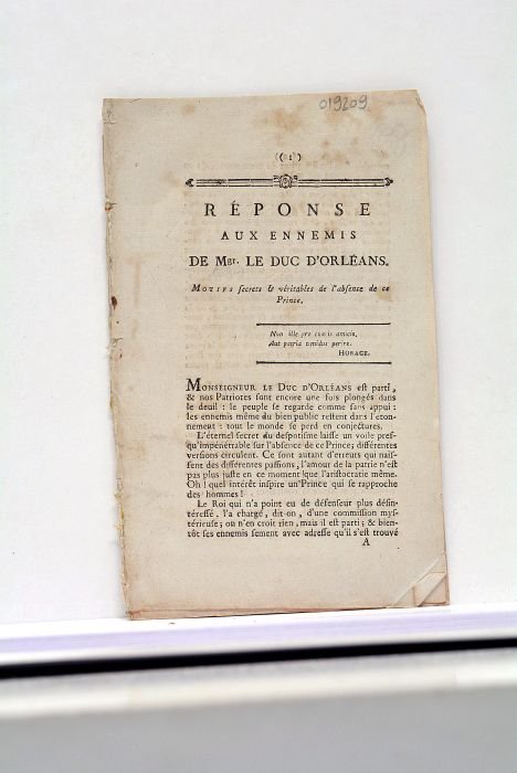 RÉPONSE aux ennemis de Mgr. le duc d'Orléans. Motifs secrets …
