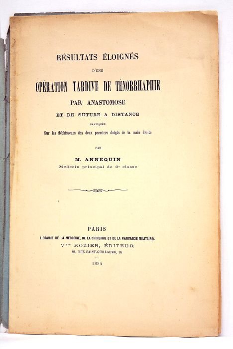 Résultats éloignées d'une opération tardive de ténorrhapie par anastomose et …