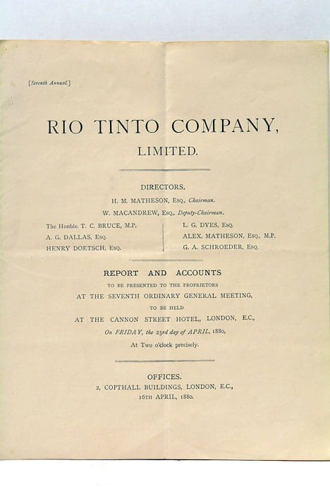 RIO TINTO COMPANY. Report and Accounts to be presented to …