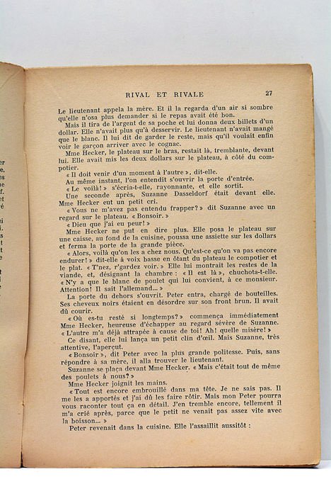 Rival et Rivale. (Die Wandlung der Susanne Dasseldorf). Roman traduit …