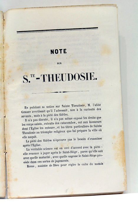 SAINTE THEUDOSIE. RELIÉ AVEC : 2). Note sur Ste-Theudosie. S.l.n.d.