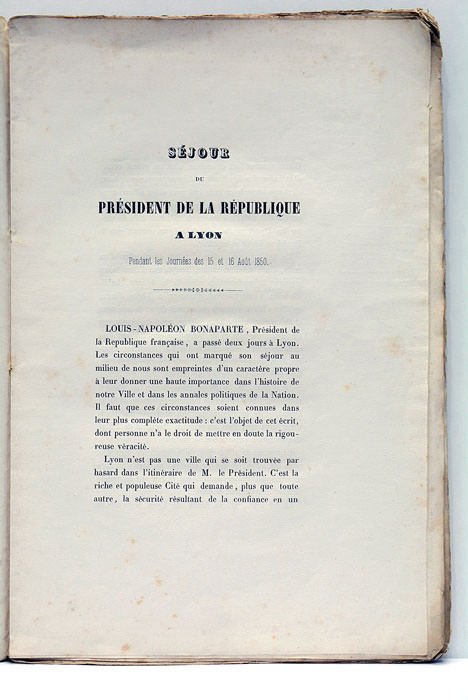 SÉJOUR DU PRÉSIDENT DE LA RÉPUBLIQUE À LYON PENDANT LES …
