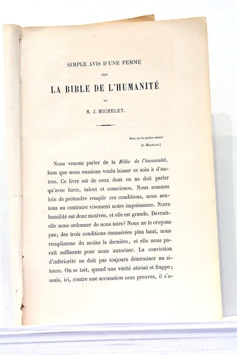 SIMPLE Avis d'une Femme sur la Bible de l'Humanité de …