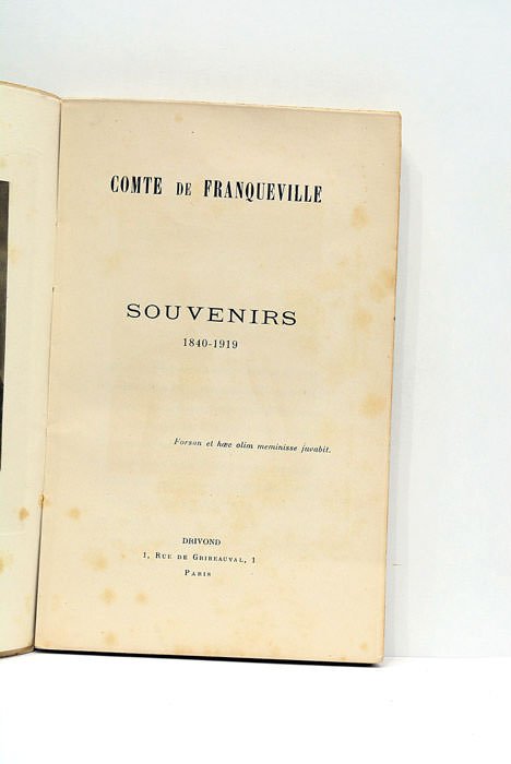 Souvenirs. 1840-1919.