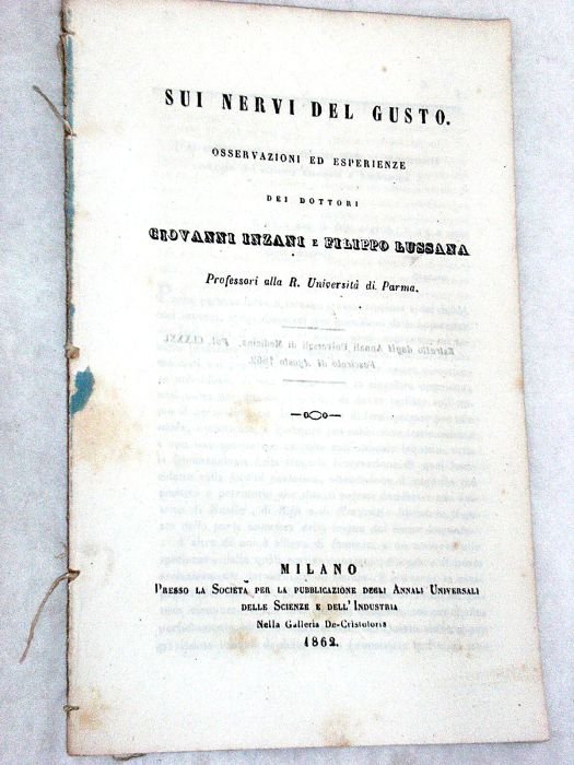 Sui Nervi del gusto. Osservazioni ed esperienzie.