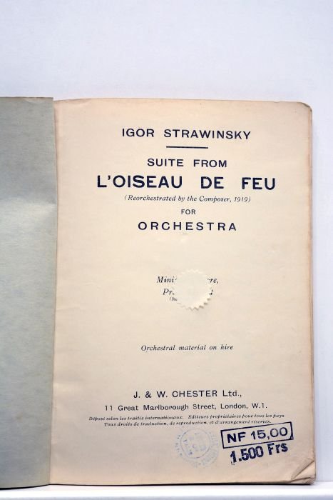 Suite from L'oiseau de Feu (Reorchestrated by the Composer, 1919) …