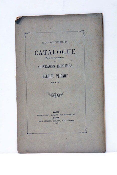 Supplément au catalogue par ordre alphabétique des ouvrages imprimés de …