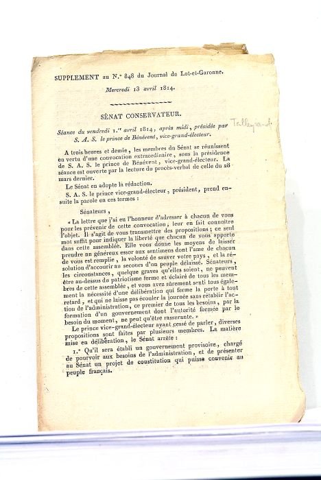 SUPPLEMENT au N°. 848 du Journal de Lot-et-Garonne. Mercredi 13 …