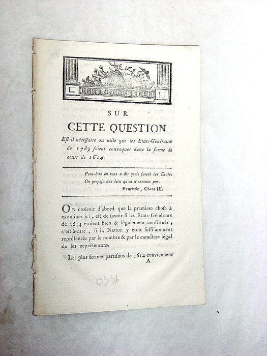 SUR CETTE QUESTION est-il nécessaire ou utile que les États-Généraux …
