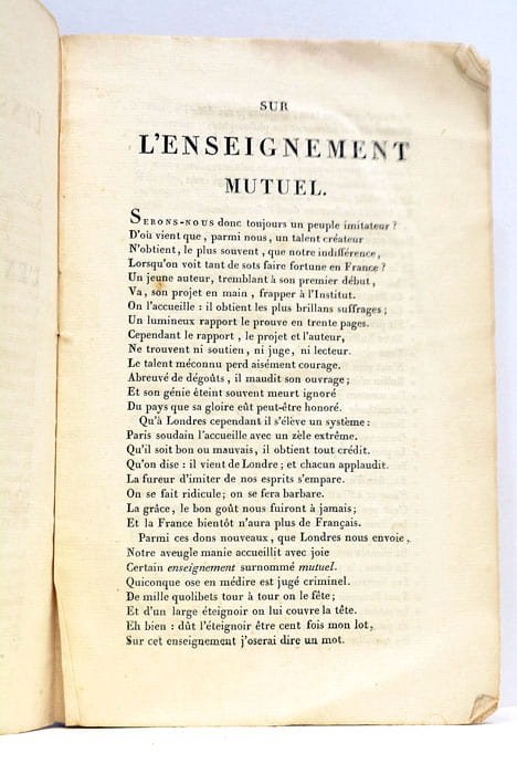 Sur l’Enseignement Mutuel.