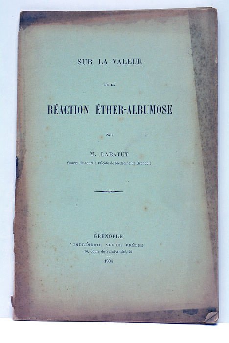 Sur la valeur de la réaction éther-albumose.