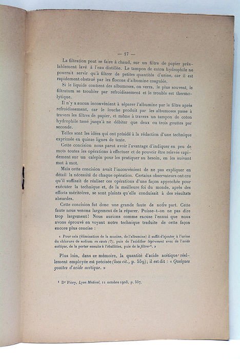 Sur la valeur de la réaction éther-albumose.