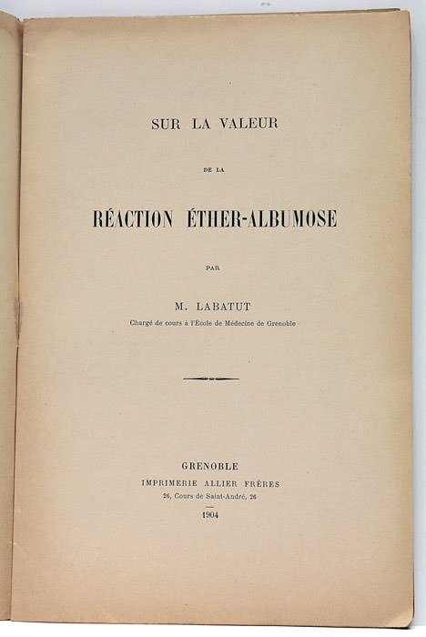 Sur la valeur de la réaction éther-albumose.