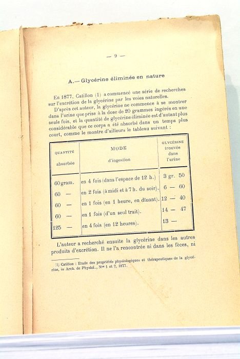 Sur les Transformations de la Glycérine dans l'Organisme Animal. Thèse …