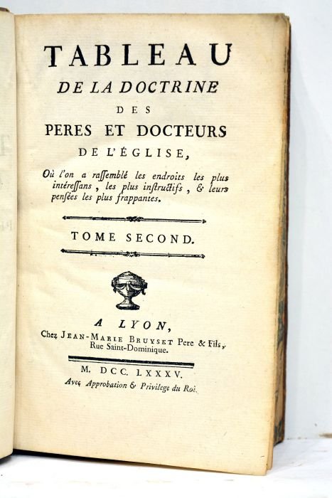 TABLEAU de la doctrine des Pères et docteurs de l'Eglise, …