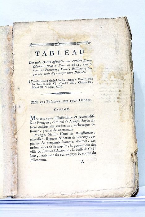TABLEAU des Etats-Généraux tenus à Paris en 1614. Avec le …