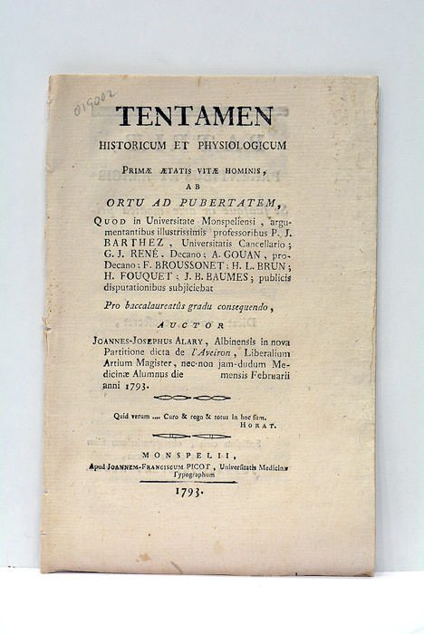 Tentamen historicum et physiologicum primae aetatis vitae hominis, ab ortu …