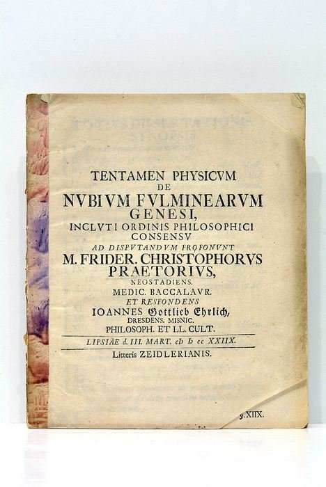 Tentamen Physicum de Nubium Fulminearum Genesi.