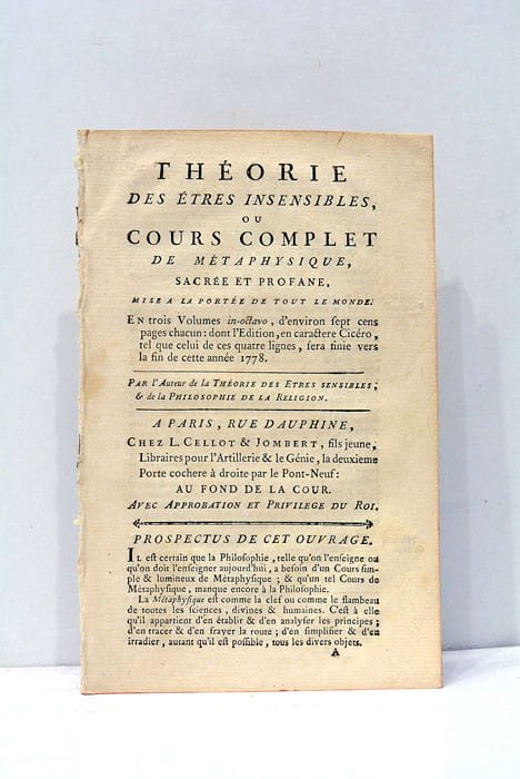 Théorie des Etres insensibles ou Cours complet de Méthaphysique sacrée …