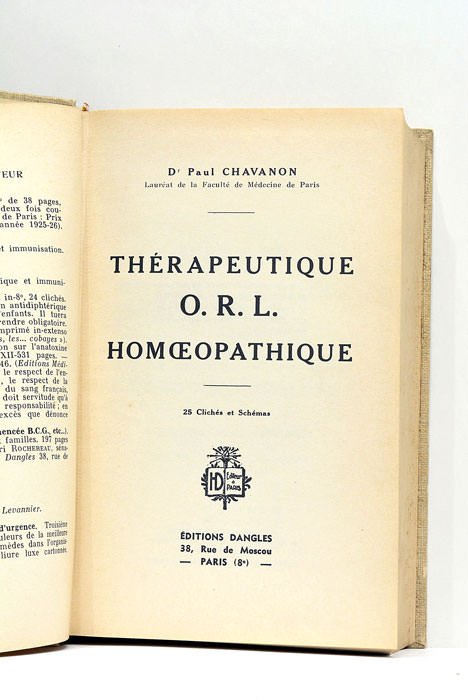 Thérapeutique O.R.L. Homoeopathique. 25 clichés et schémas.