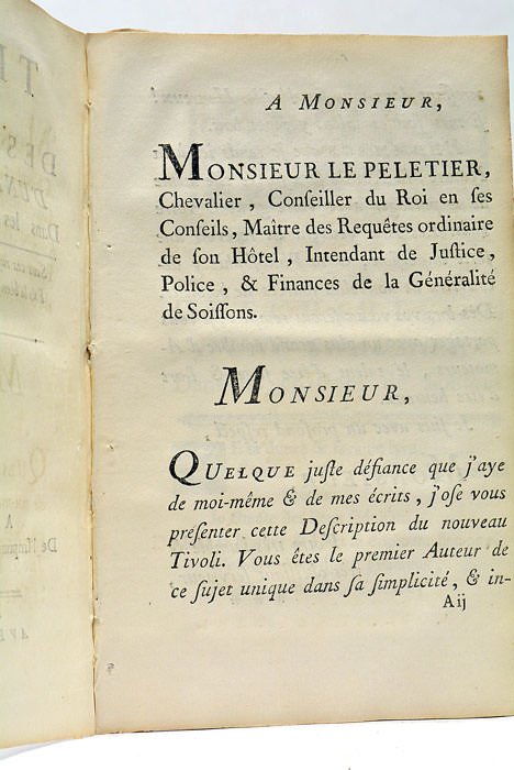 TIVOLI OU DESCRIPTION D'UNE CHAUMIERE. Dans les environs de Soissons.