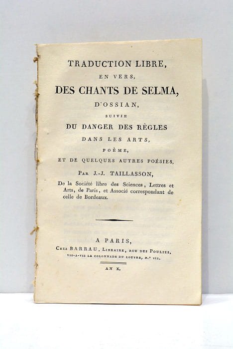 Traduction libre, en vers, des Chants de Selma, d'Ossian, suivie …