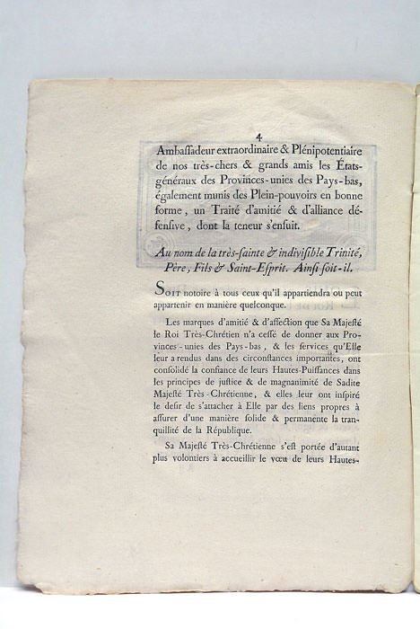 TRAITÉ D'ALLIANCE ENTRE LE ROI ET LES PROVINCES UNIES. SIGNÉ …