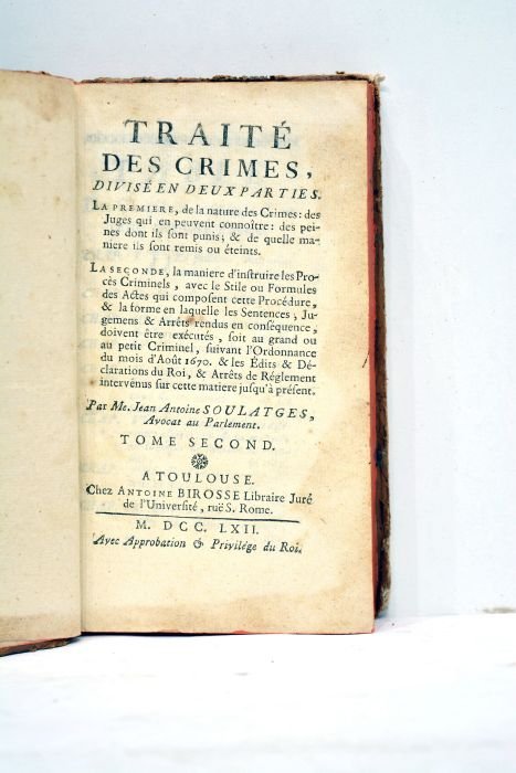 Traité des crimes. Divisé en deux parties. La première, de …