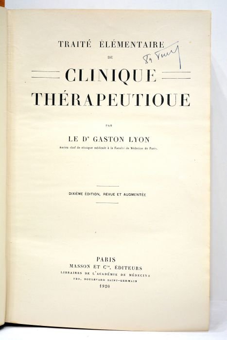 Traité élémentaire de Clinique thérapeutique. Dixième édition, revue et augmentée.