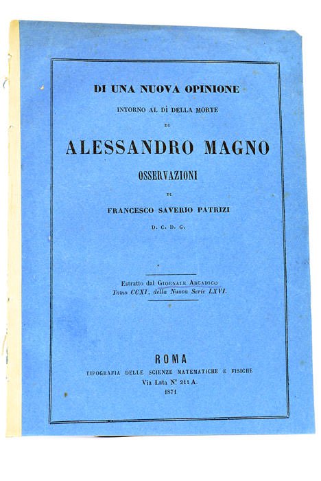 Una nuova opinione intorno al di della morte di Alessandro …