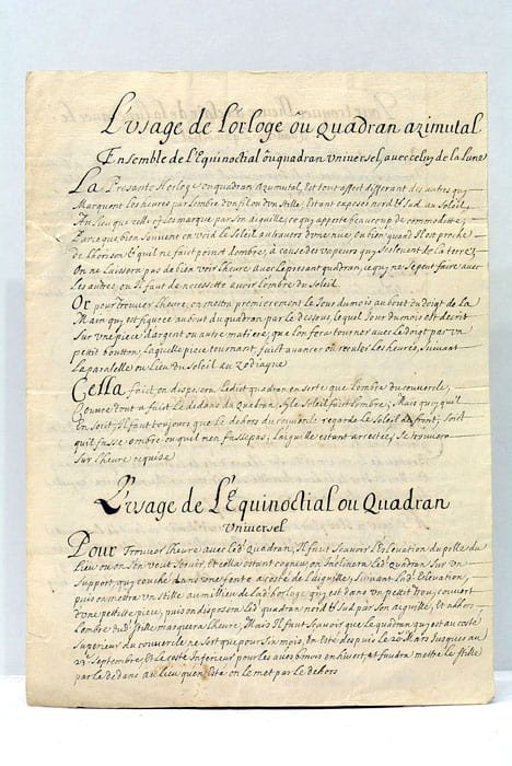 USAGE DE L'ORLOGE OU QUADRAN AZIMUTAL (L'). Ensemble de l'Equinoctial …