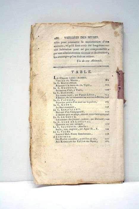 Veillées des Muses. Troisième année. Nº VI.