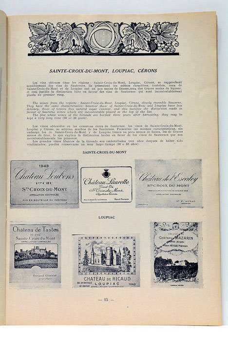 VIGNOBLE (LE) BORDELAIS. VIIIe RÉGION ÉCONOMIQUE.