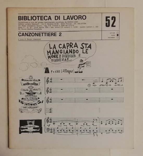 BIBLIOTECA DI LAVORO. N. 52 (10 – 30 Aprile 1976) …