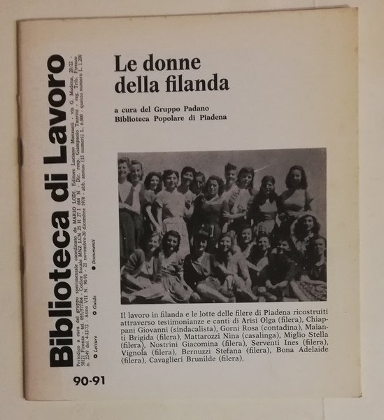 BIBLIOTECA DI LAVORO. N. 90/91 (21 Novembre – 30 Dicembre …