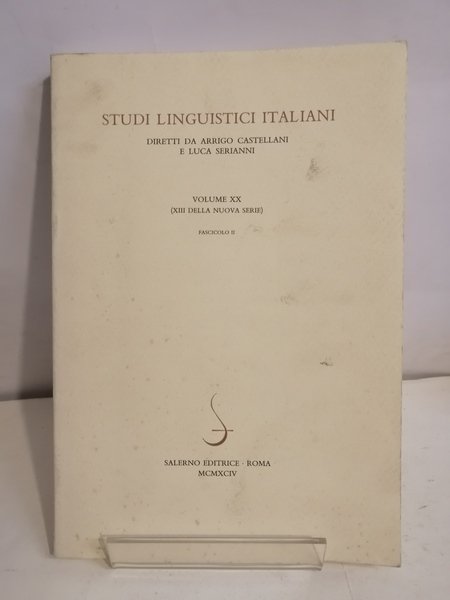 STUDI LINGUISTICI ITALIANI - VOLUME XX (XII DELLA NUOVA SERIE) …