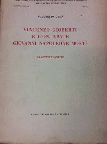 VINCENZO GIOBERTI E L'ON ABATE GIOVANNI NAPOLEONE MONTI. - Da …