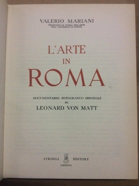L'ARTE IN ROMA. - Documentario fotografico originale di Leonard Von … | Immagine principale