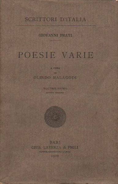 POESIE VARIE. 2 Volumi. - A cura di Olindo Malagodi.