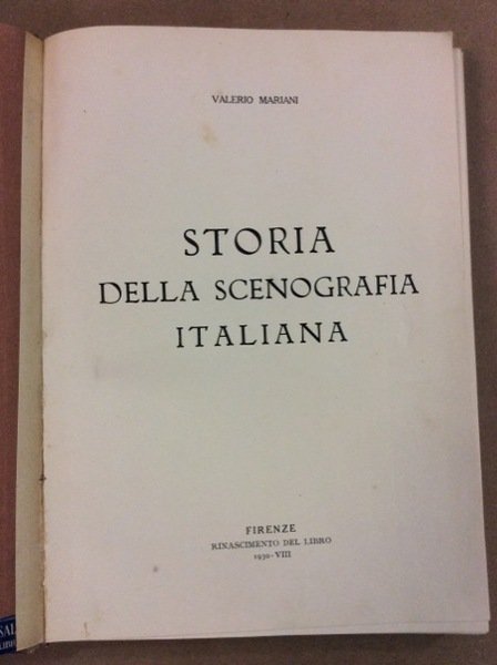 STORIA DELLA SCENOGRAFIA ITALIANA.